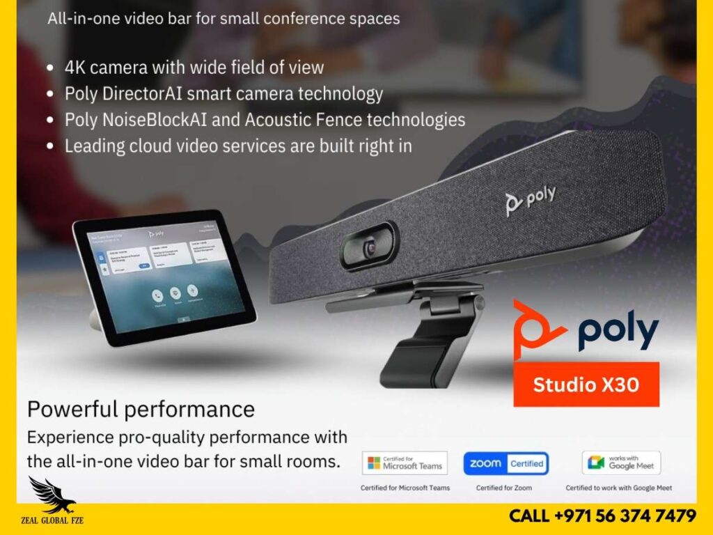 Poly Studio X30 video bar with TC8 controller kit for small rooms Zeal Global UAE