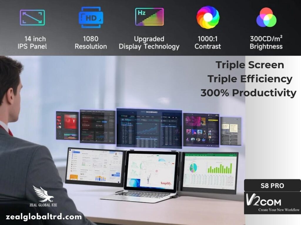 V2Com Screen S8 Pro/ S8 Ultra Portable monitor Zeal Global UAE