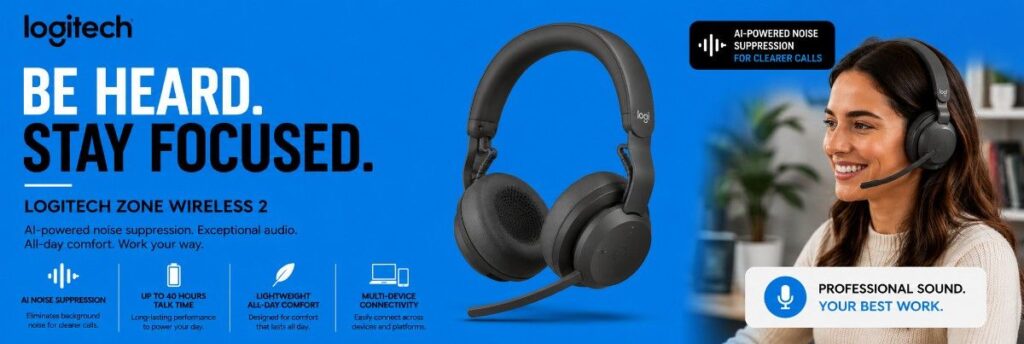 Logitech wireless zone2 AI headset