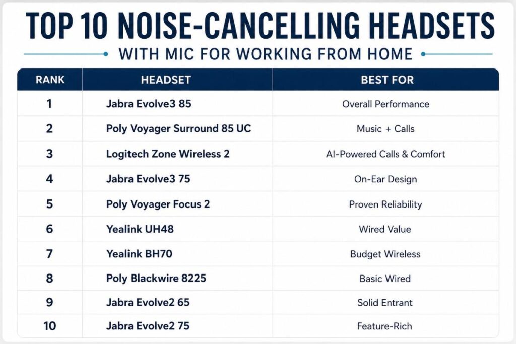 Top 10 Noise cancelling headset with mic for work from homeTop 10 Noise cancelling headset with mic for work from home
