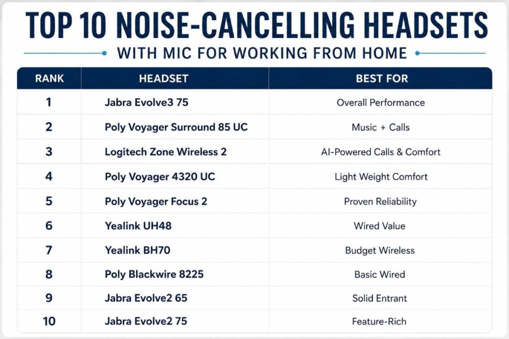 best noise cancelling headset for work from home