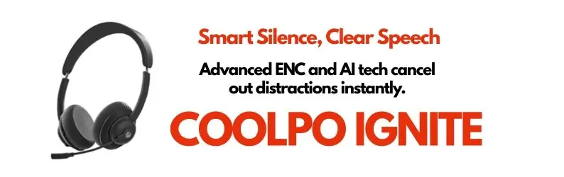 Coolpo Ignite AI enabled Noise Cancelling Headphone for Home and Office