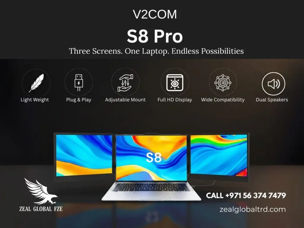 V2Com S8 Pro/ S8 Ultra Laptop Screen extender Zeal Global UAE