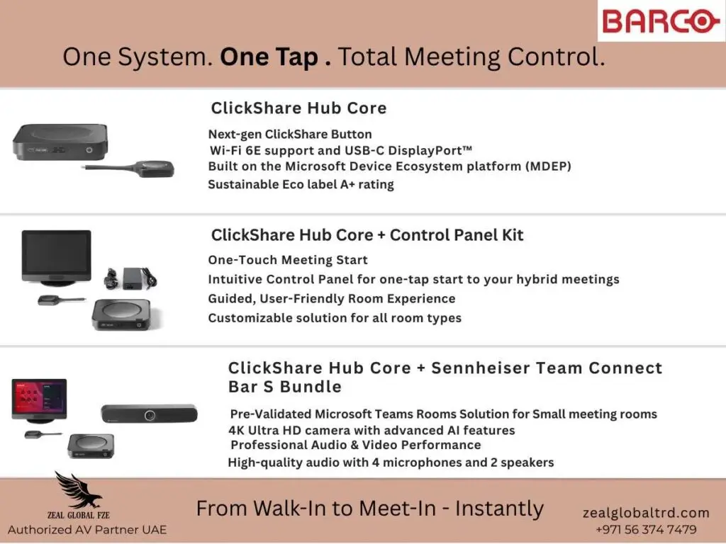Barco clickshare small meeting room wireless presentation solutions