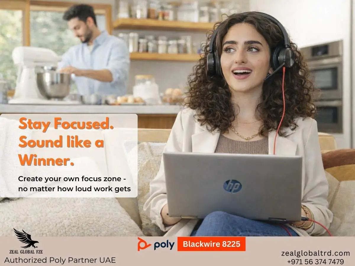 Poly-Blackwire-8225-Wired-USB-Headset in loud work environment at home