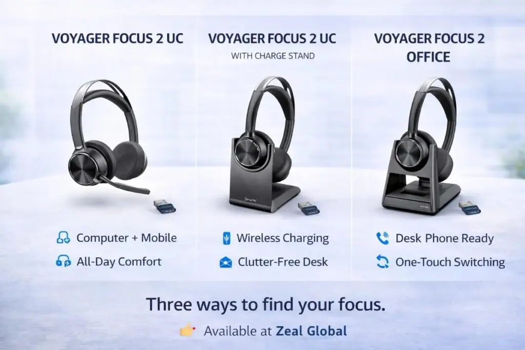 Poly Voyager Focus 2 wireless headset bundles