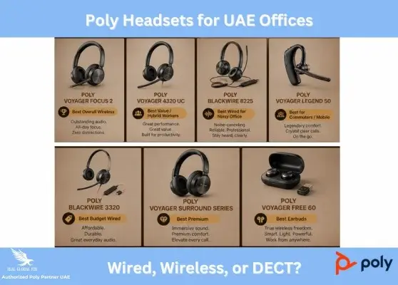 Poly headset wired, wireless or DECT headsets