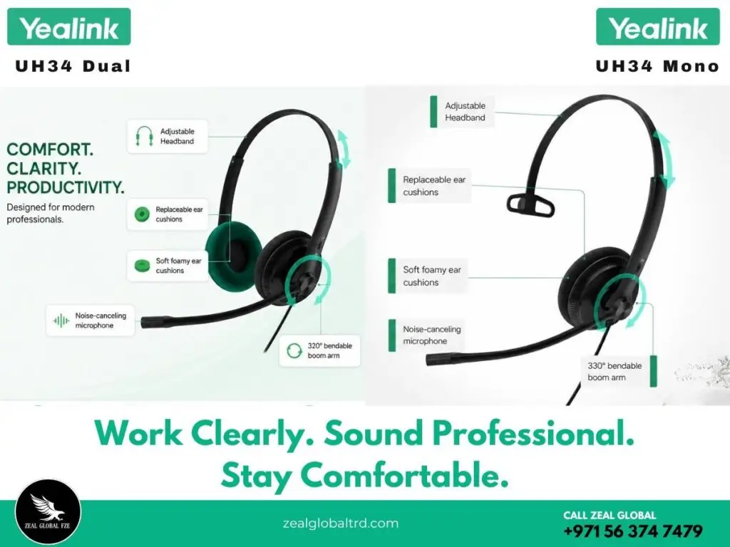 Yealink uh 34 mono and dual headset