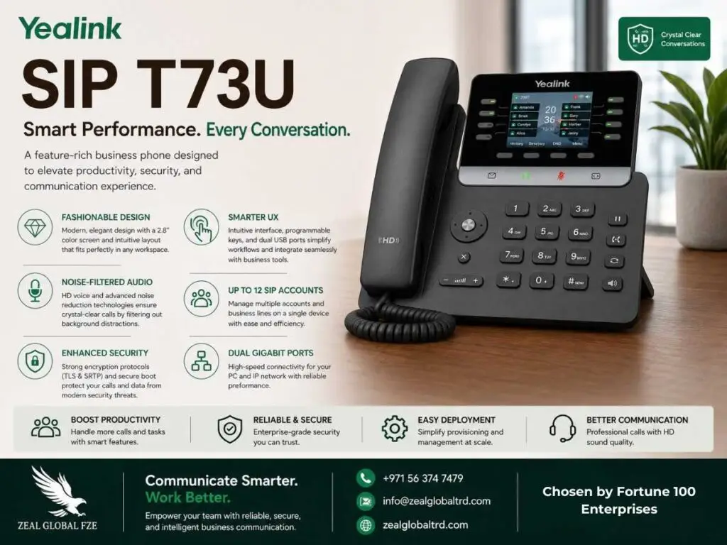 Yealink SIP Phone T73U slim IP phone